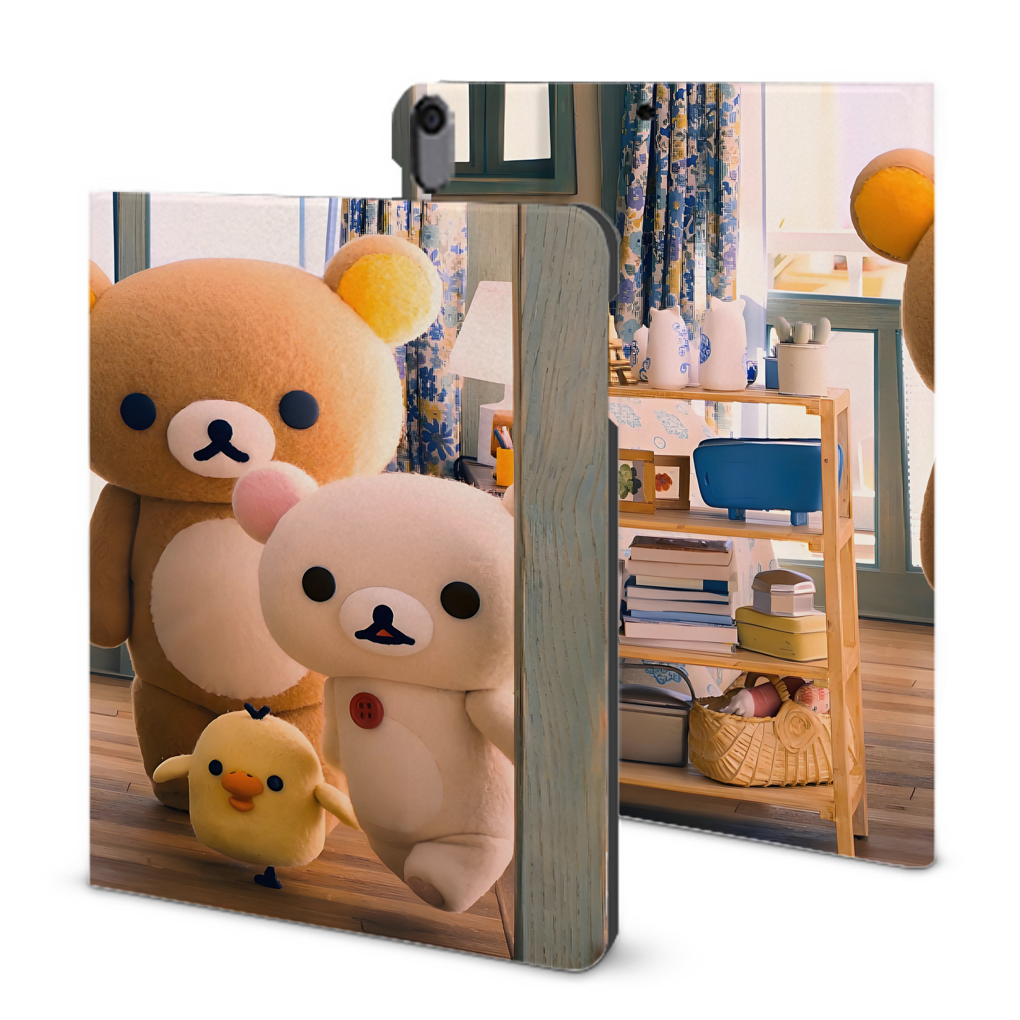 （画像用） リラックマ リラックマ キイロイトリ Rilakkuma Korilakkuma Kiiroitori IPad ケース ブック型 PUレザー TPU 耐衝撃 軽量 薄型 ペン収納なし 全面保護 IPad 各モデル対応